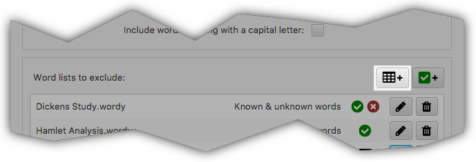 VocabHunter Word List Filter Button